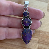 Kingman Purple Turquoise Solid 925 Sterling Silver Pendant