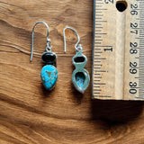 Turquoise & Black Onyx Solid 925 Sterling Silver Earrings