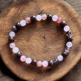 Rose Quartz, Garnet, Strawberry Quartz bead Bracelet