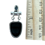 Black Onyx & Owyhee Opal Solid 925 Sterling Silver Pendant