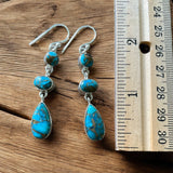 Kingman Blue Turquoise Solid 925 Sterling Silver Earrings