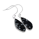 Snowflake Obsidian Solid 925 Sterling Silver Earrings