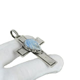 CROSS Blue Scheelite Solid 925 Sterling Silver Pendant