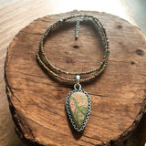 Unakite Sterling Silver overlay Pendant Necklace