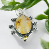 Montana Agate & Citrine Solid 925 Sterling Silver Pendant