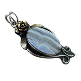 Blue Lace Agate Solid 925 Sterling Silver Pendant