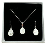 Shiva Shell Solid 925 Sterling Silver Pendant Earrings Set