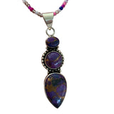 Kingman Purple Turquoise Solid 925 Sterling Silver Pendant Necklace