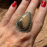 Peanut Jasper Solid 925 Sterling Silver Ring Adjustable