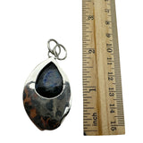 Blue  Dendritic Opal Solid 925 Sterling Silver Pendant