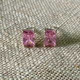 Pink Topaz Solid 925 Sterling Silver Stud Earrings