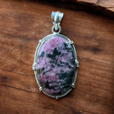 Rhodonite Solid 925 Sterling Silver Pendant