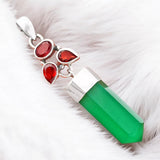 Green Onyx & Garnet Solid 925 Sterling Silver Pendant