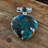 Kingman Turquoise & White Buffalo Solid 925 Sterling Silver Pendant