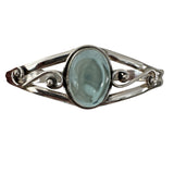 Aquamarine Solid 925 Sterling Silver Cuff Bracelet