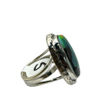 Aurora Opal & Black Onyx Solid 925 Sterling Silver Ring 5