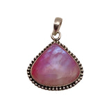 Pink Rainbow Moonstone Solid 925 Sterling Silver Pendant