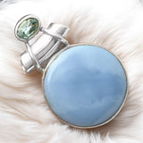 Owyhee Opal & Blue Topaz Solid 925 Sterling Silver Pendant