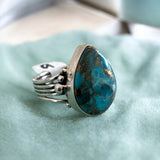 Kingman Turquoise Solid 925 Sterling Silver Ring 9