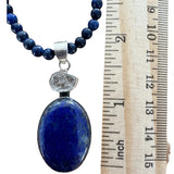 Blue Lapis & Herkimer Diamond Solid 925 Sterling Silver Pendant Necklace