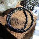 Blue Sandstone 4 mm 16-18 in Beaded Necklace