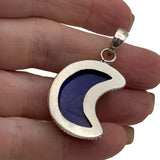 MOON Blue Lapis Solid 925 Sterling Silver Pendant