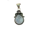 Rainbow Moonstone Solid 925 Sterling Silver Pendant Necklace