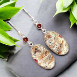 Laguna Lace & Garnet Solid 925 Sterling Silver Earrings