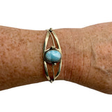 Caribbean Larimar Solid 925 Sterling Silver Cuff Bracelet