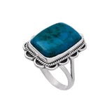 Azurite Chrysocolla Solid 925 Sterling Silver Ring 8.5