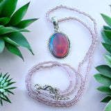 Aurora Opal Solid 925 Sterling Silver Pendant Necklace