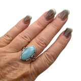 Caribbean Larimar Solid 925 Sterling Silver Ring 10