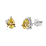 Citrine Solid 925 Sterling Silver stud Earrings