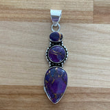 Kingman Purple Turquoise Solid 925 Sterling Silver Pendant