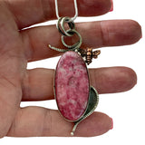 BEE Pink Thulite Solid 925 Sterling Silver Pendant Necklace