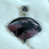 Rhodonite Solid 925 Sterling Silver Pendant