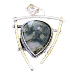 Moss Agate Solid 925 Sterling Silver Pendant