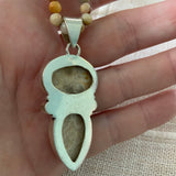 Fossilized Coral Solid 925 Sterling Silver Pendant Necklace