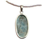 Larimar & Opalite Solid 925 Sterling Silver Pendant Necklace