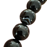 10 mm Banded Black Agate Necklace