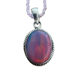 Aurora Opal Solid 925 Sterling Silver Pendant Necklace