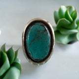 Tibetan Turquoise Solid 925 Sterling Silver Ring 8