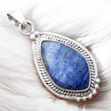 Dumortierite Blue Quartz Solid 925 Sterling Silver Pendant