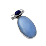 Angelite & Blue Lapis Solid 925 Sterling Silver Pendant