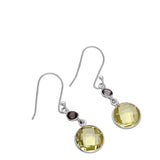 Citrine & Smoky Topaz Solid 925 Sterling Silver Earrings