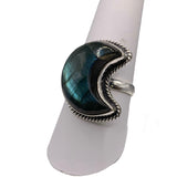 MOON Labradorite Solid 925 Sterling Silver Ring