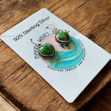 HEART Green Turquoise Solid 925 Sterling Silver Earrings