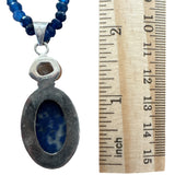 Blue Lapis & Herkimer Diamond Solid 925 Sterling Silver Pendant Necklace