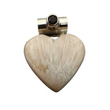 HEART Scolecite & Garnet Solid 925 Sterling Silver Pendant