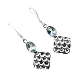 Blue Topaz Solid 925 Sterling Silver Earrings